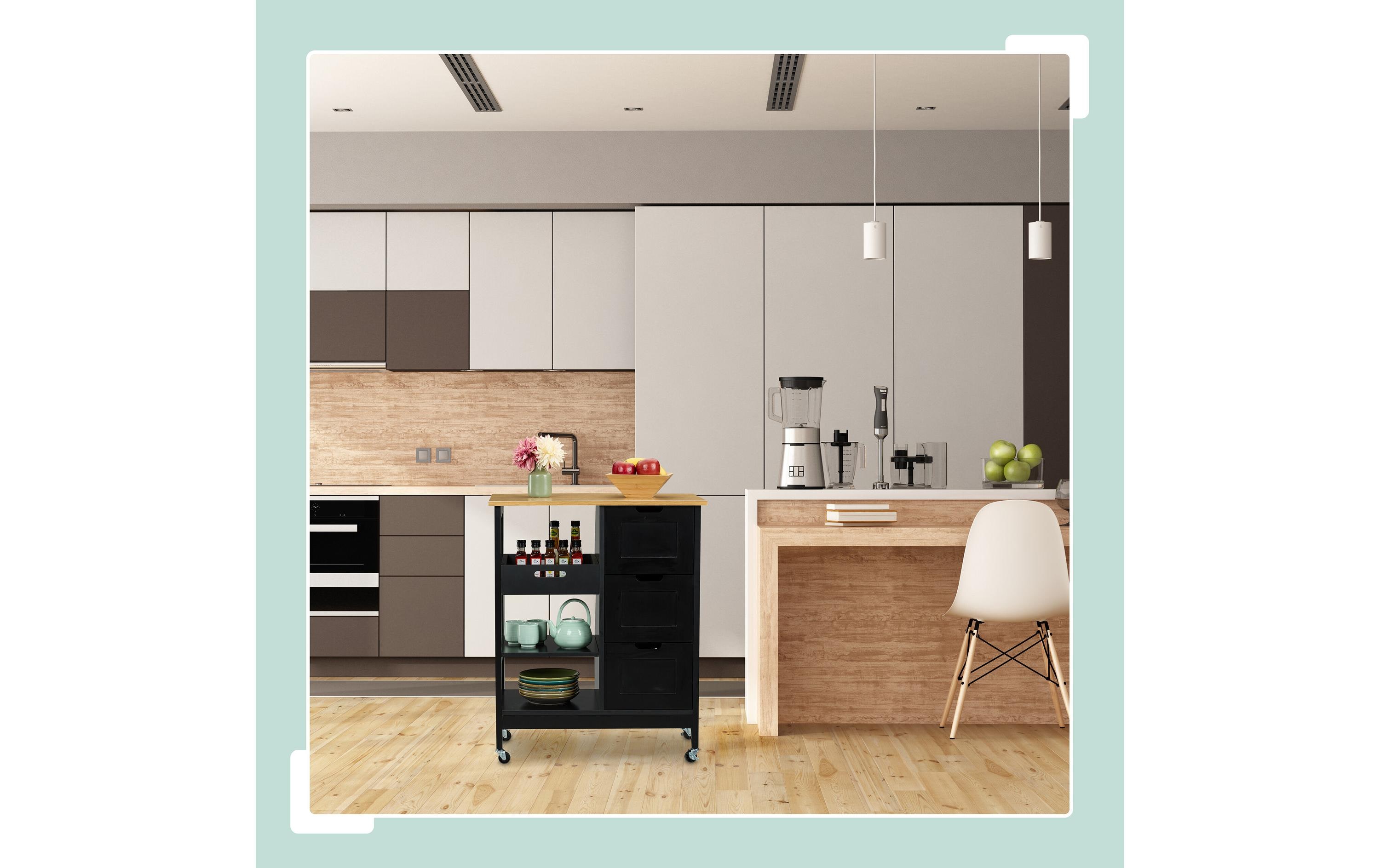 relaxdays Küchenwagen 85 x 68.5 x 38.5 cm, Grau