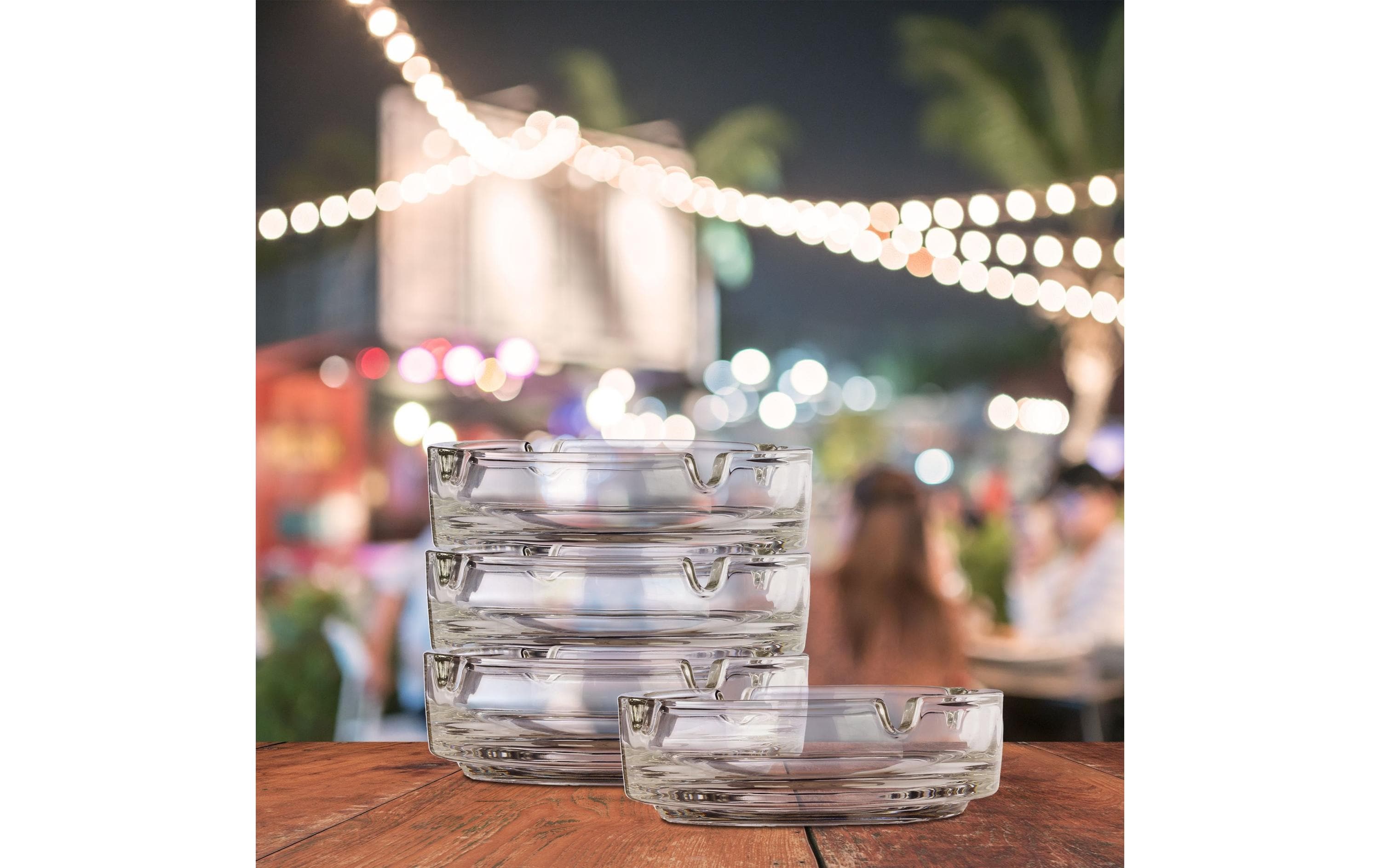 relaxdays Aschenbecher aus Glas 4er Set, Transparent