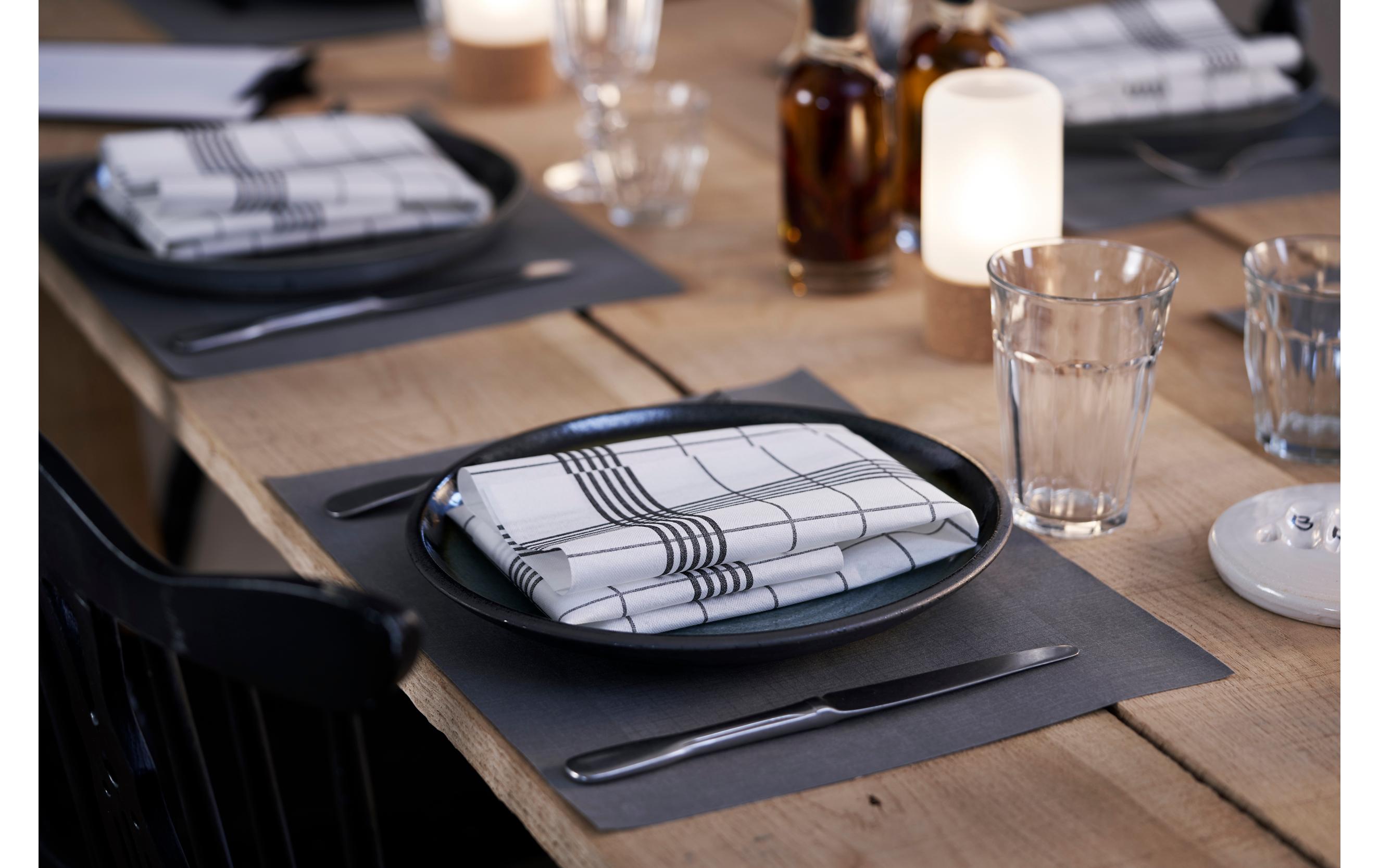 Duni Tischset Bio DC Linnea 100 Stück, 30 cm x 40 cm, Schwarz