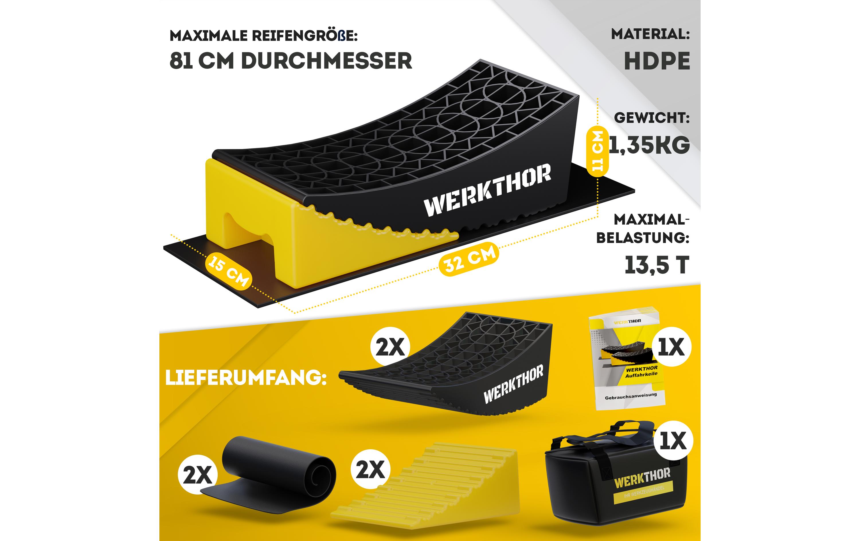 Werkthor Stufenlose Auffahrkeile 2er Set, Gelb