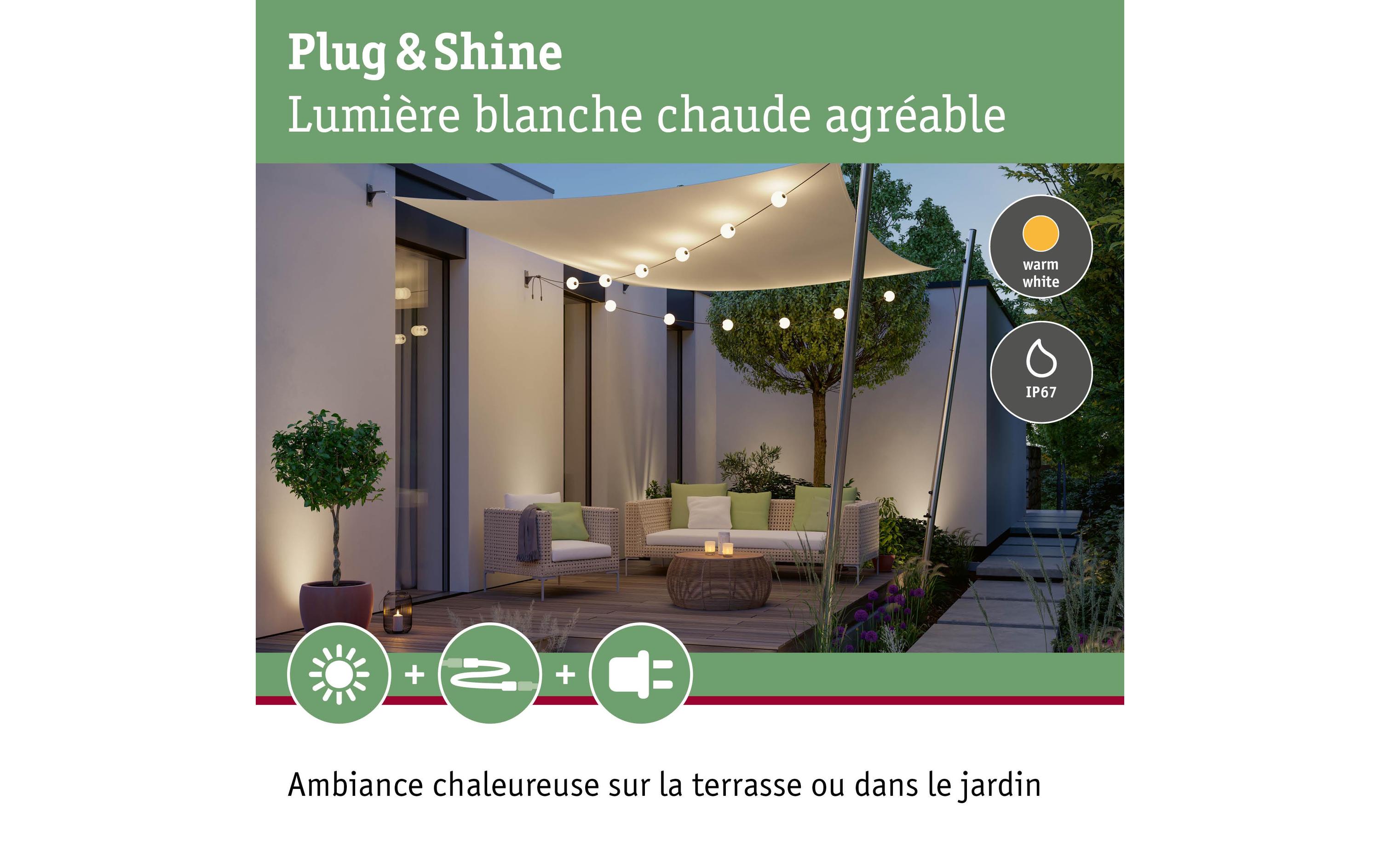 Paulmann LED Lichterkette Plug & Shine Naima 5.88 m, WW, Schwarz