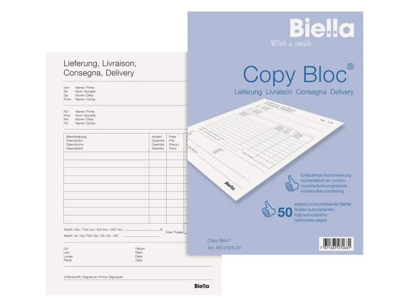 Biella Durchschreibeblock Copy Block A5 Lieferschein Biella Durchschreibeblock Copy Block A5 Lieferschein