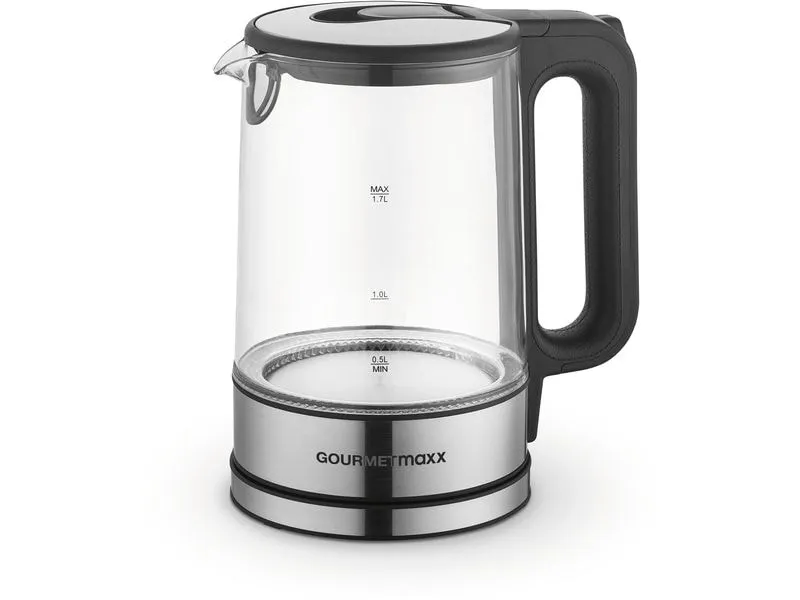 GOURMETmaxx Wasserkocher 1.7 l, Silber/Transparent