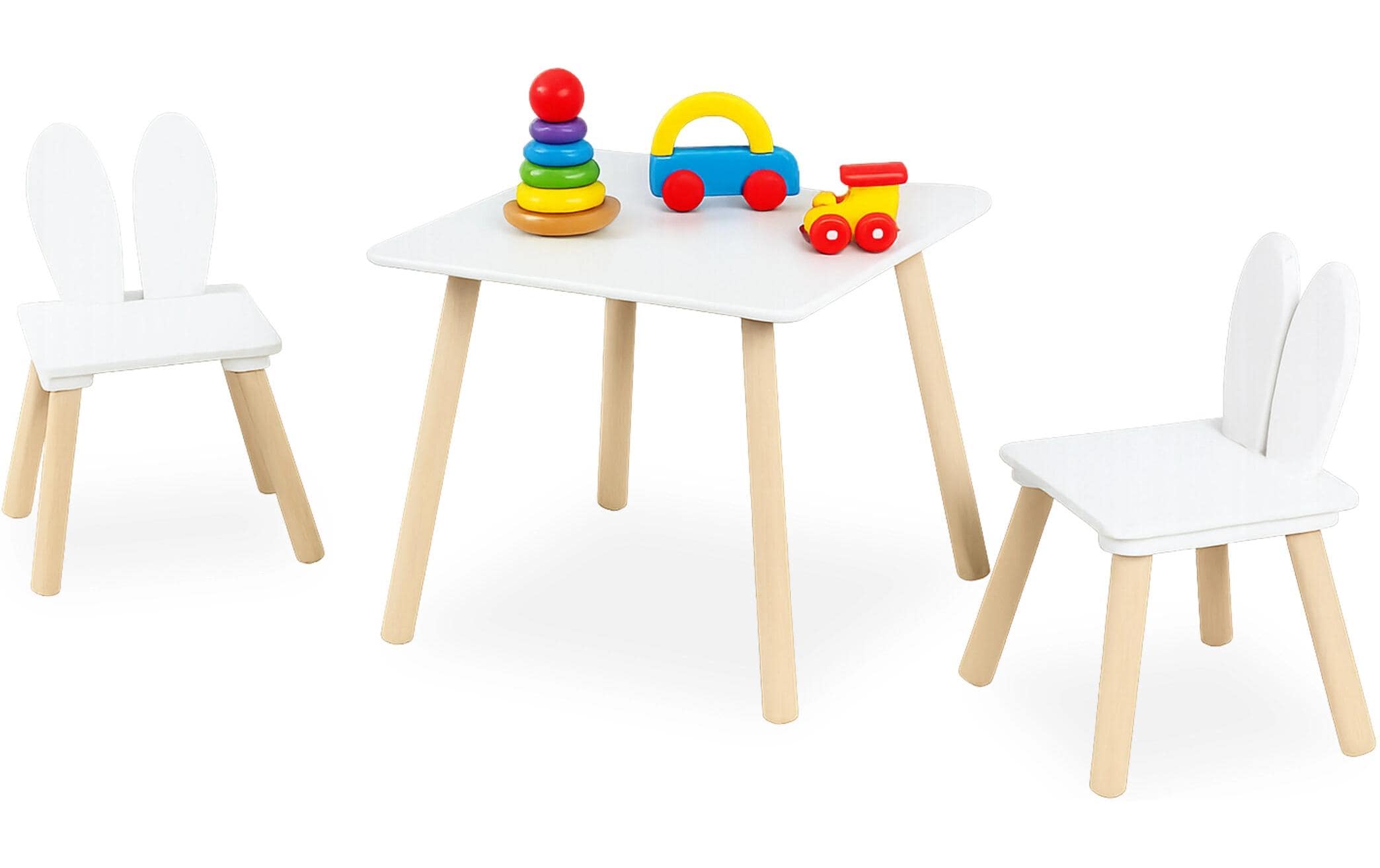 relaxdays Kindersitzgruppe Kaninchenohren Hellbraun; Weiss