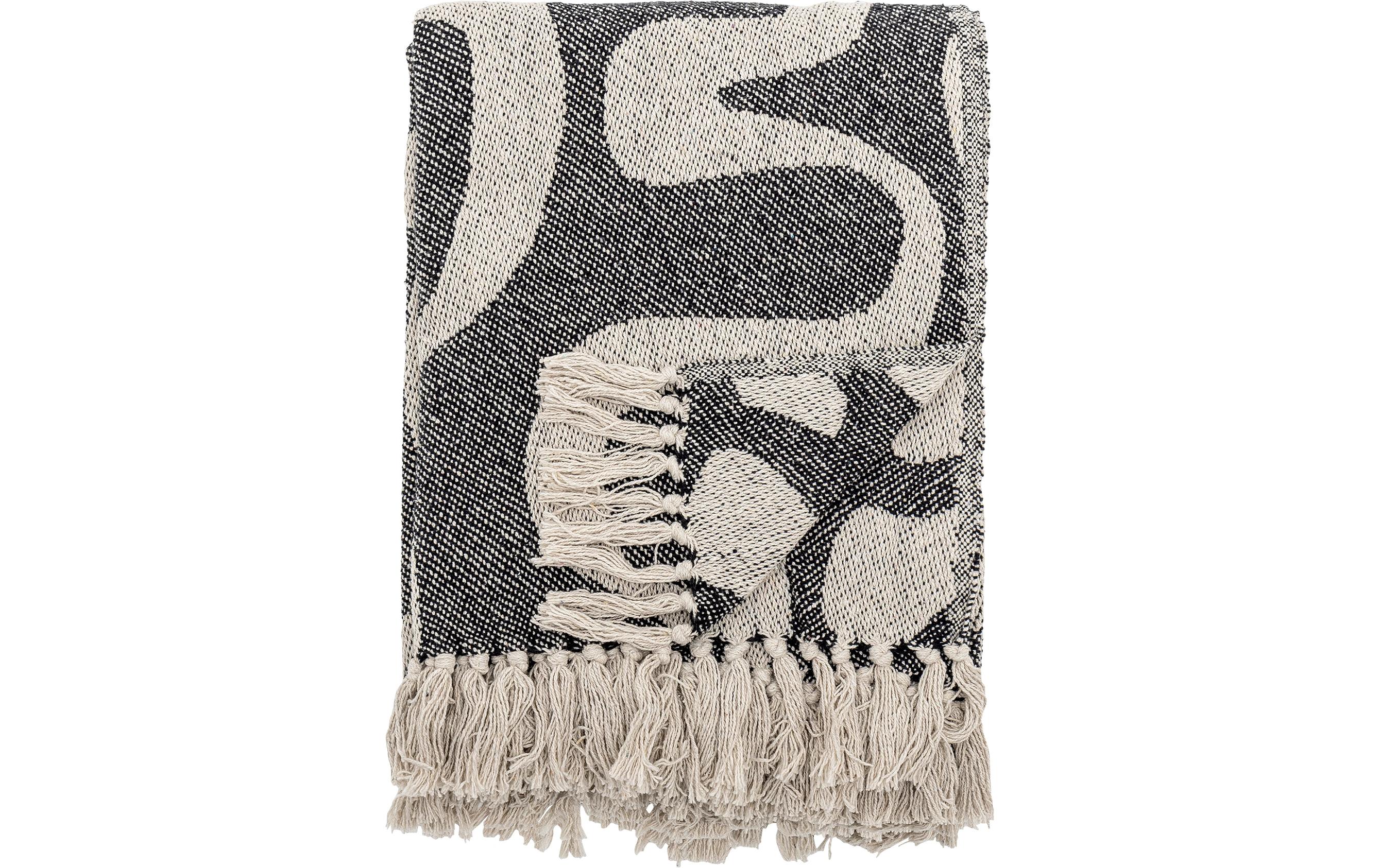 Bloomingville Decke Salobre 160 x 130 cm, Schwarz/Weiss