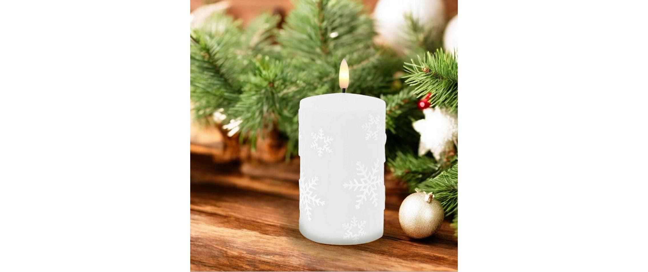 Dameco LED Kerze Schneeflocke, 7.5 cm x 12 cm