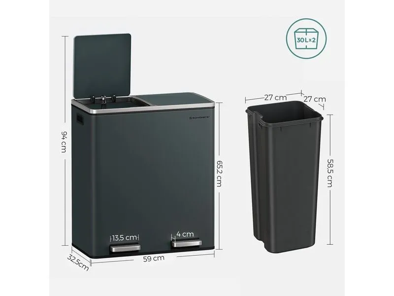 Songmics Abfalleimer 60 l, Grau Songmics Abfalleimer 60 l, Grau