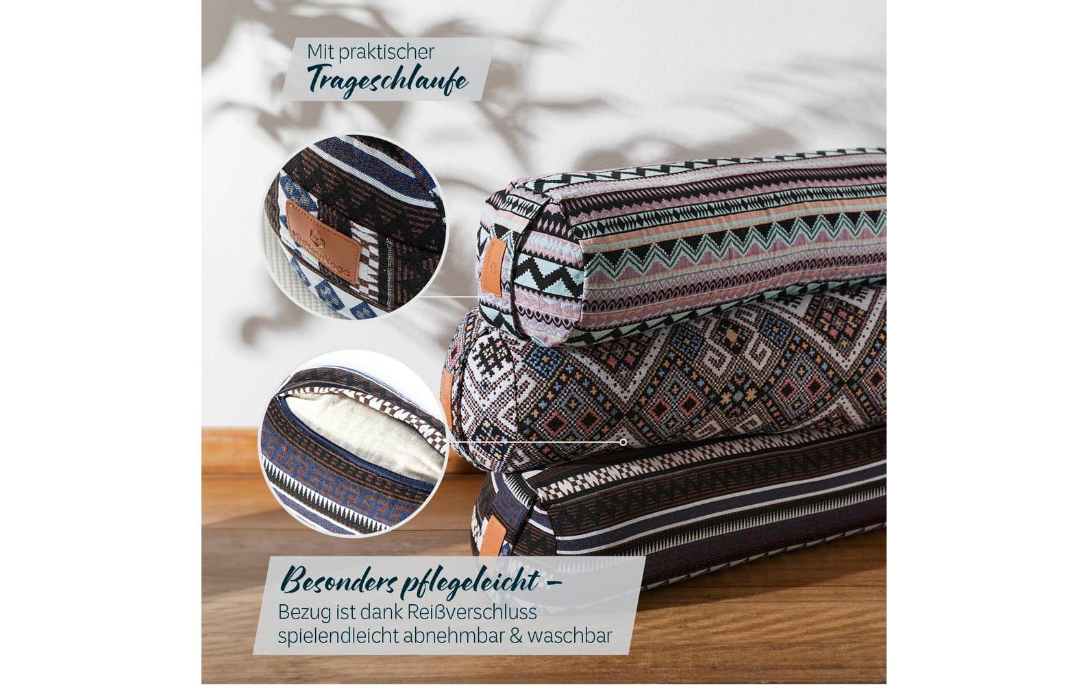 DoYourYoga Yoga-Bolster Tarik, Dinkelspelz, Mehrfarbig/Braun