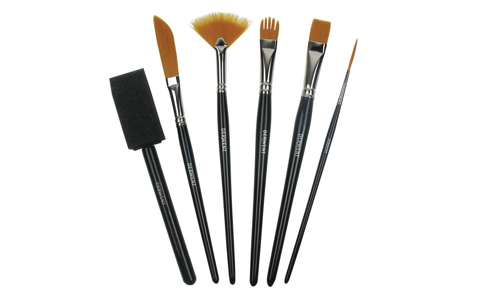 Derwent Technique Pinselset für verschiedene Techniken, 6-teilig