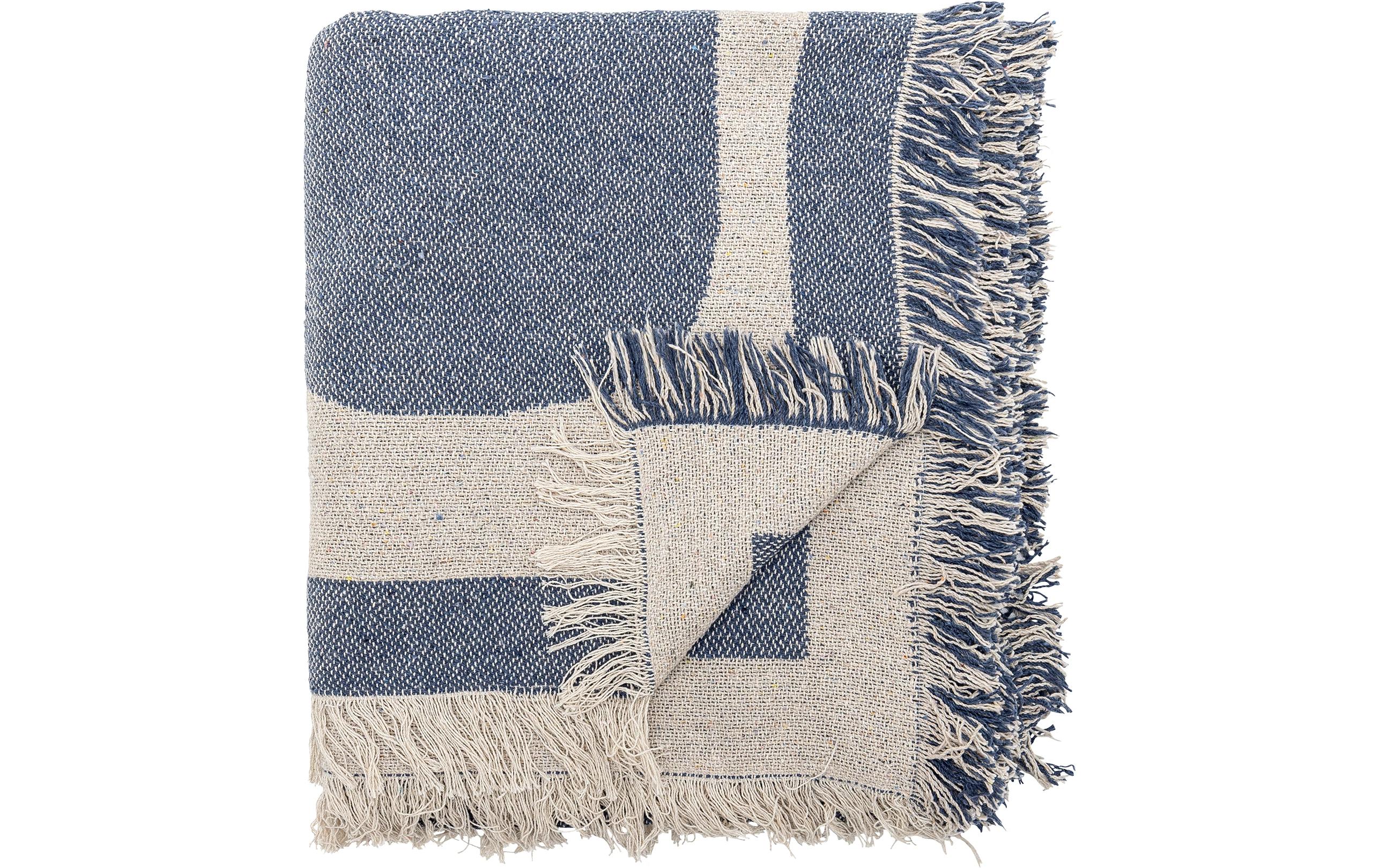 Bloomingville Decke Ethan 160 x 130 cm, Blau/Weiss