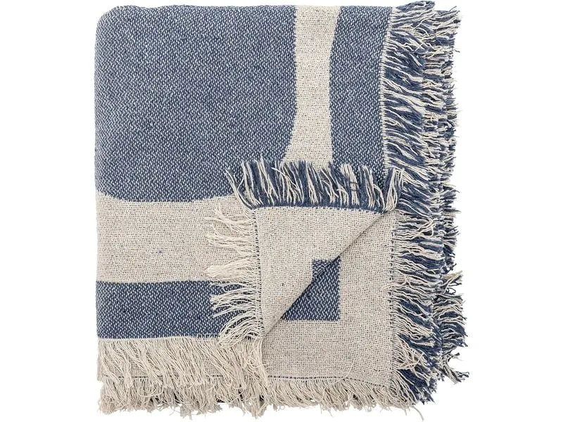 Bloomingville Decke Ethan 160 x 130 cm, Blau/Weiss