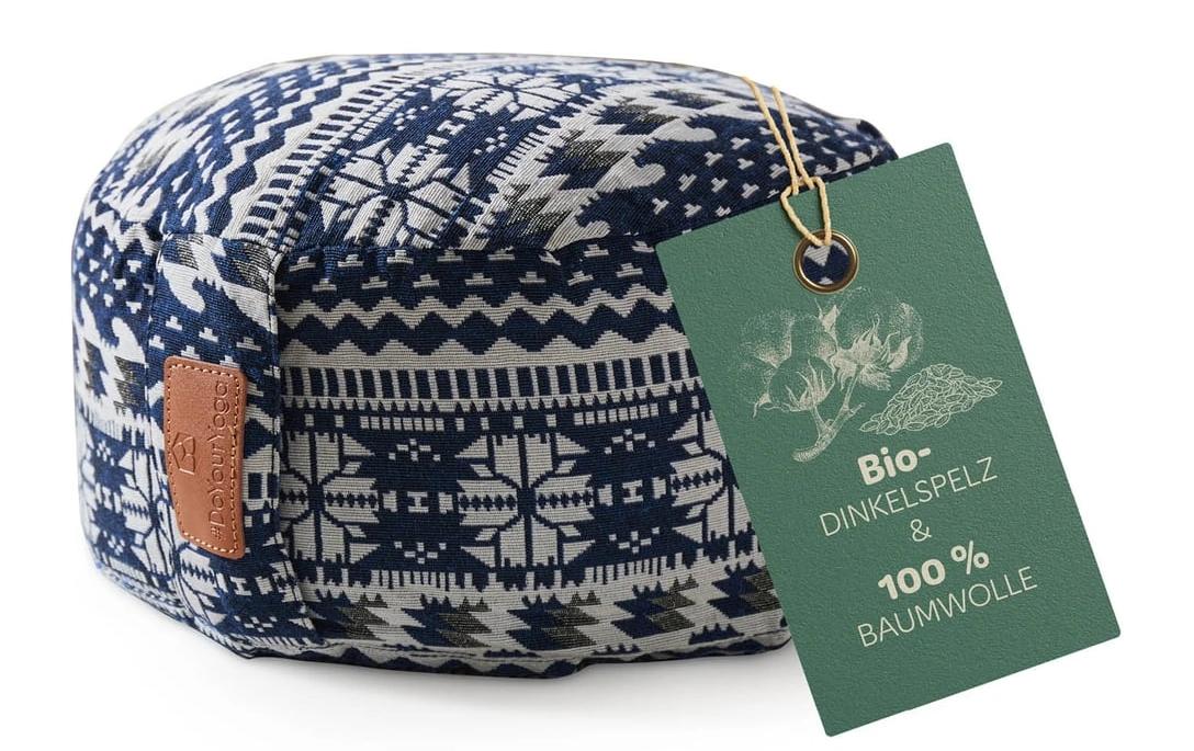 DoYourYoga Yoga-Kissen Vishnu Dinkelspelz, Blau/Weiss
