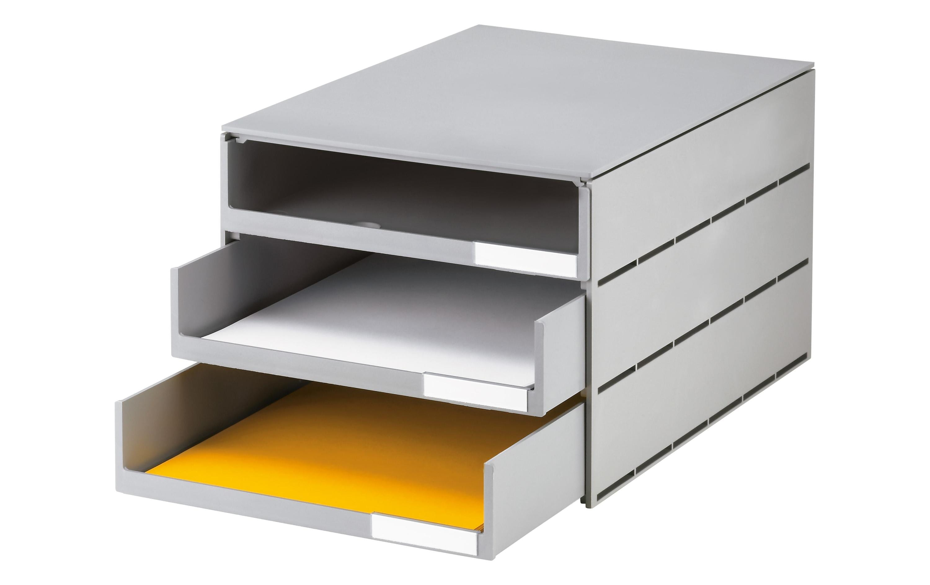 Styro Schubladenbox Styroval Pro Öko 3 Schubladen, Grau, offen