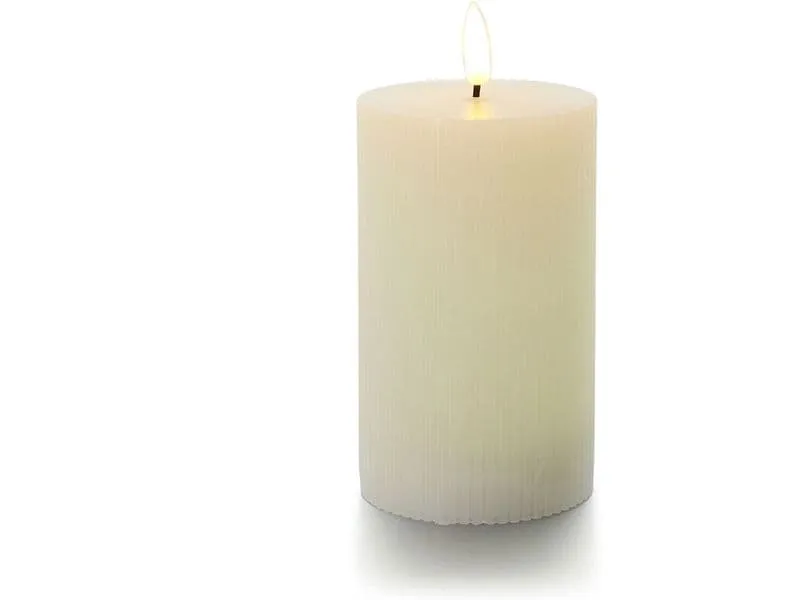 balthasar LED Zylinderkerze Rillen, Creme