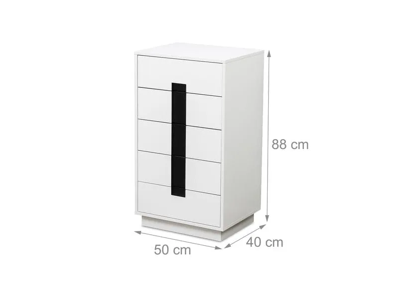 relaxdays Kommode mit 5 Schubladen 88 x 50 x 40 cm Weiss/Schwarz relaxdays Kommode mit 5 Schubladen 88 x 50 x 40 cm Weiss/Schwarz