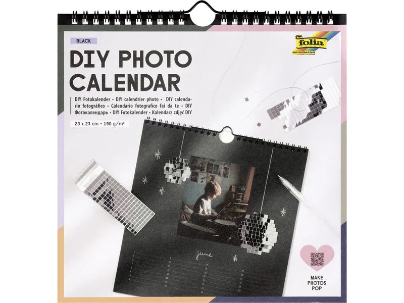Folia DIY Fotokalender black, 23 x 23 cm, 13 Seiten Folia DIY Fotokalender black, 23 x 23 cm, 13 Seiten