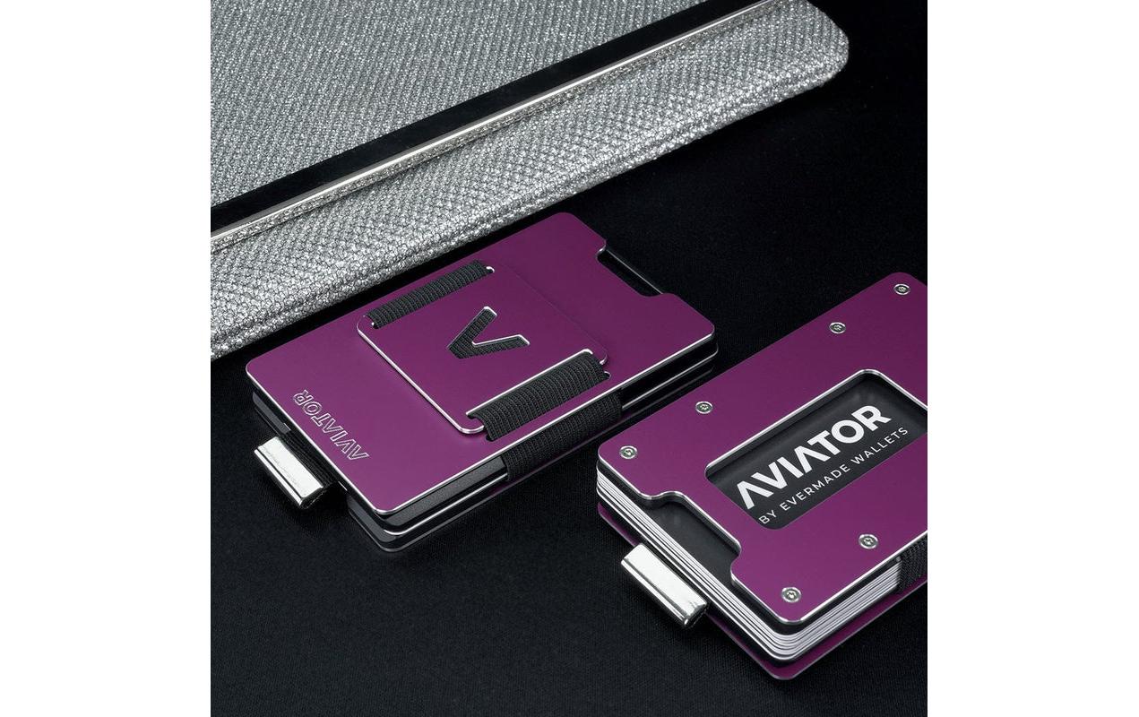 AVIATOR Wallet SLIDE Metal cash clip purple berry