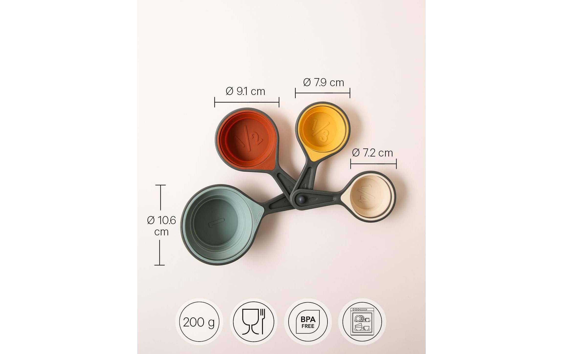 Esmée Messbecher 4er Set 1/4 dl bis 1 dl, Mehrfarbig