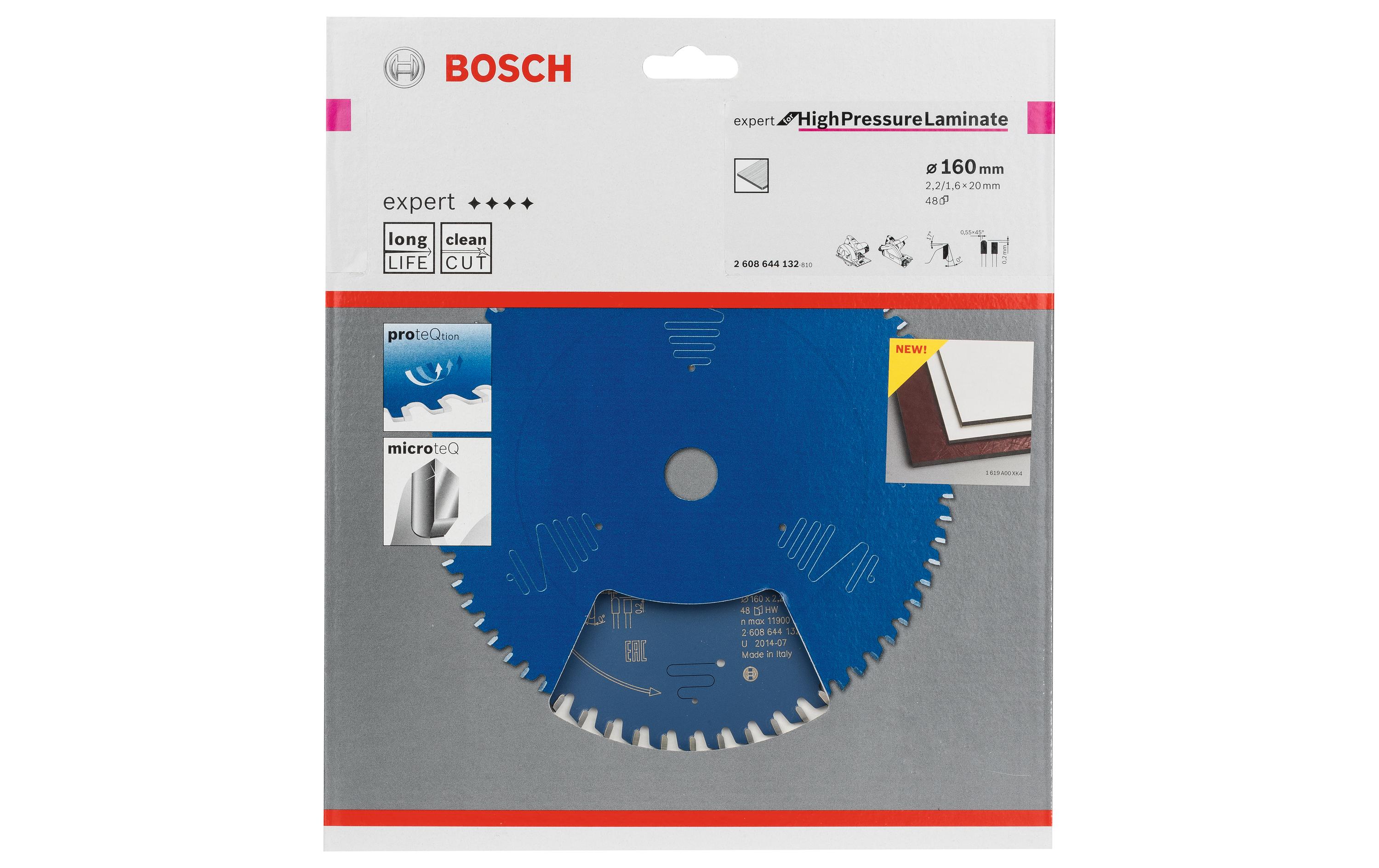 Bosch Professional Kreissägeblatt Expert for HPL, 160 x 20 x 2.2 mm, Z 48