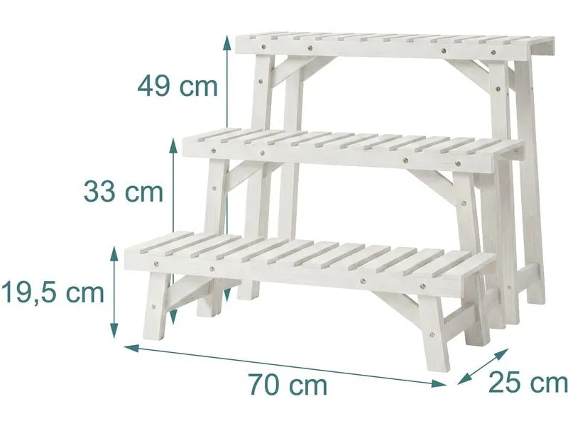 relaxdays Blumentreppe Tannenholz, Weiss, 3er Set relaxdays Blumentreppe Tannenholz, Weiss, 3er Set