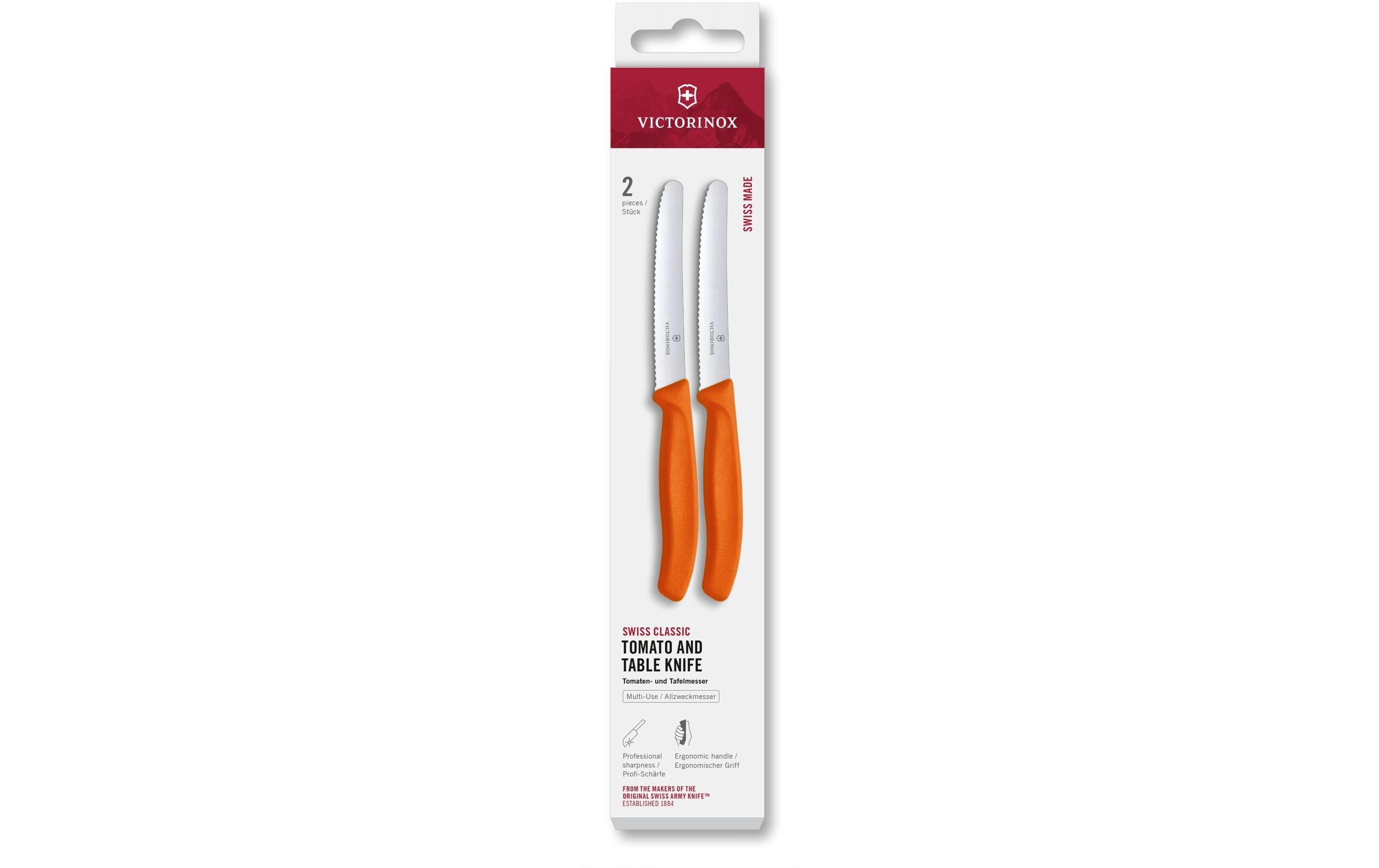 Victorinox Tafelmesser Swiss Classic, 11 cm, Orange, 2 Stück