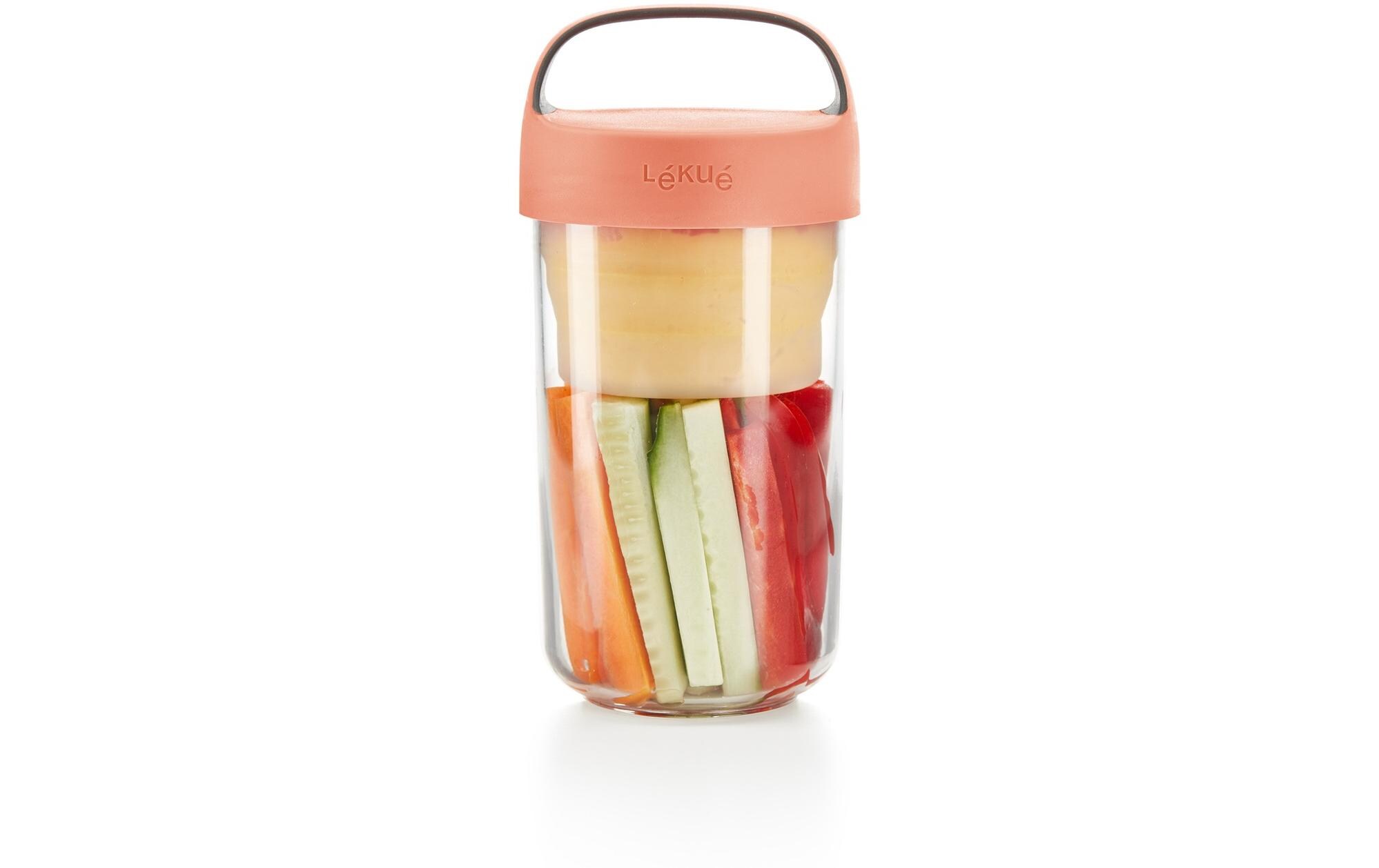 Lékué Smoothiebehälter Glas To Go, 600 ml, Koralle