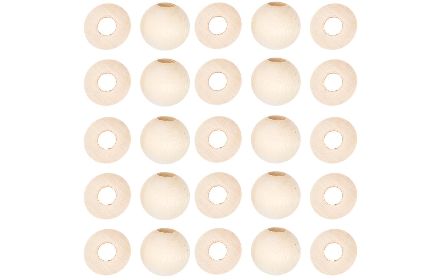 lalana Holzperlen mit Grossloch 20 mm, 25 Stück