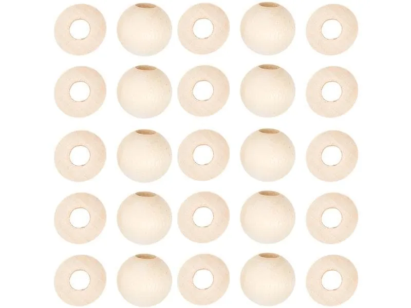 lalana Holzperlen mit Grossloch 20 mm, 25 Stück lalana Holzperlen mit Grossloch 20 mm, 25 Stück