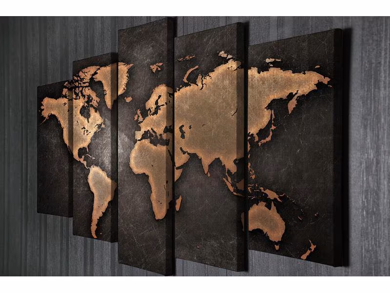 Wallxpert Bild World 5 Teile, 105 x 70 cm