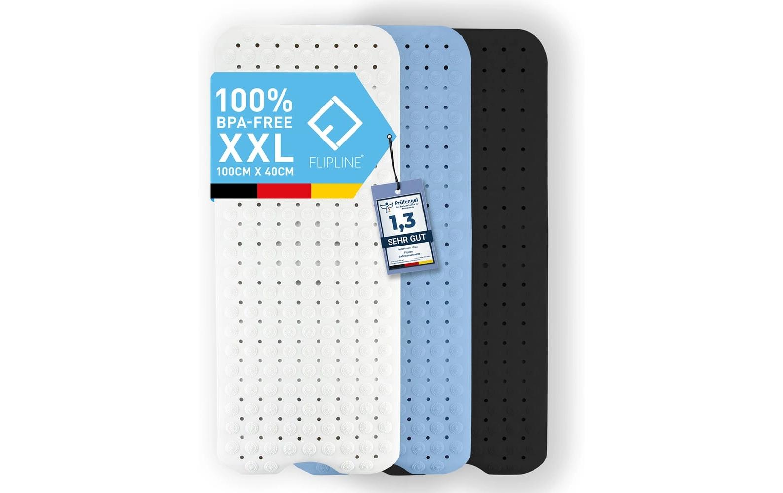 Flipline Badteppich rutschfest, BPA-frei 40 x 100 cm, Weiss