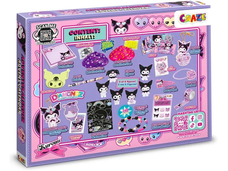 Craze CRAZE Adventskalender Kuromi mit Accessoires und Spielzeug Craze CRAZE Adventskalender Kuromi mit Accessoires und Spielzeug