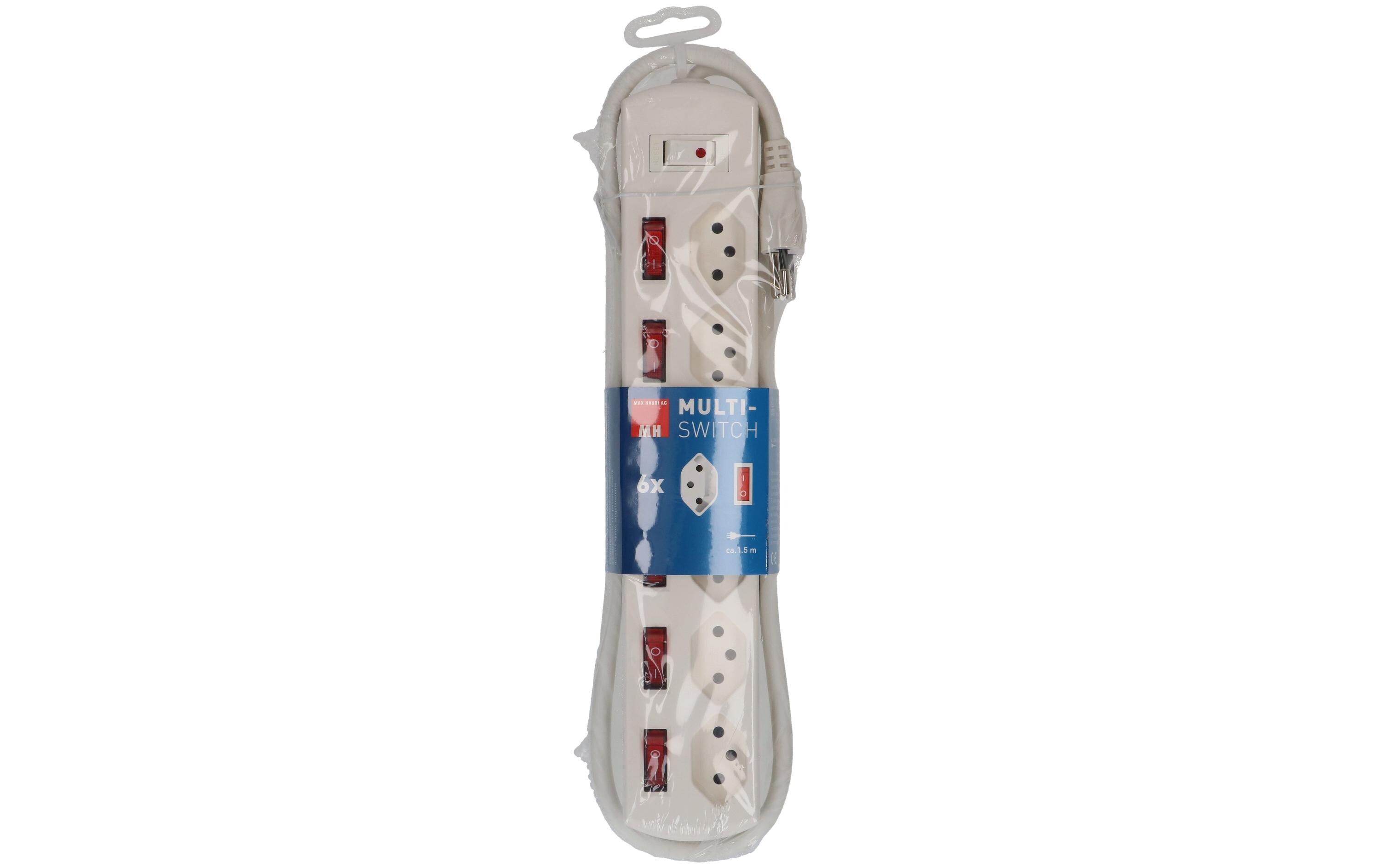Max Hauri Steckdosenleiste Multi-Switch Weiss 6 x T13