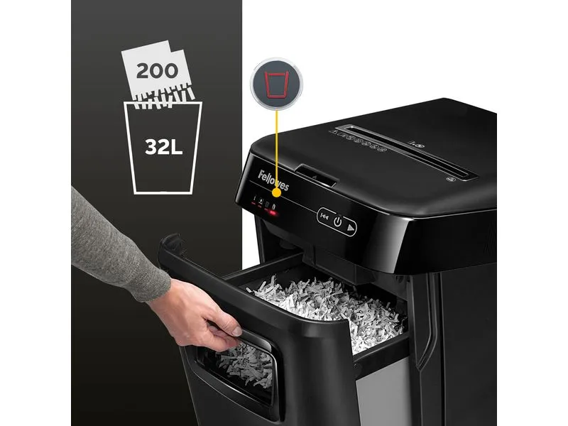 Fellowes Aktenvernichter AutoMax 200C P-4, 200 Seiten Fellowes Aktenvernichter AutoMax 200C P-4, 200 Seiten
