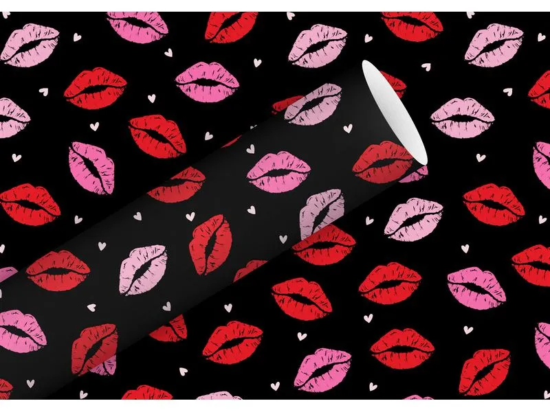 Braun + Company Geschenkpapier Lippen schwarz, 2 m x 70 cm Braun + Company Geschenkpapier Lippen schwarz, 2 m x 70 cm