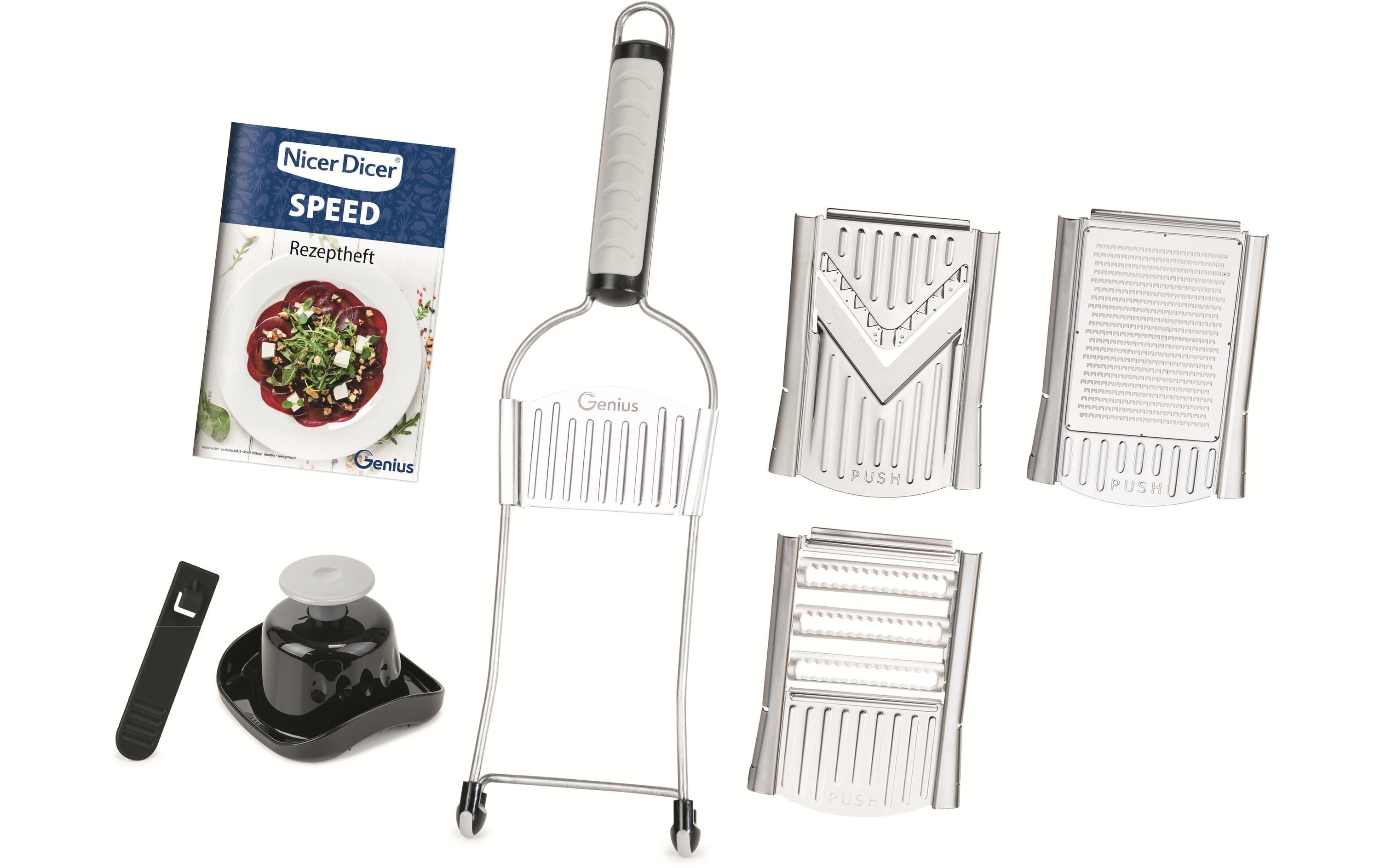 Genius Küchenreibe Nicer Dicer Speed Set Silber