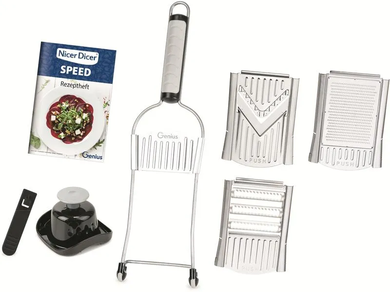 Genius Küchenreibe Nicer Dicer Speed Set Silber Genius Küchenreibe Nicer Dicer Speed Set Silber