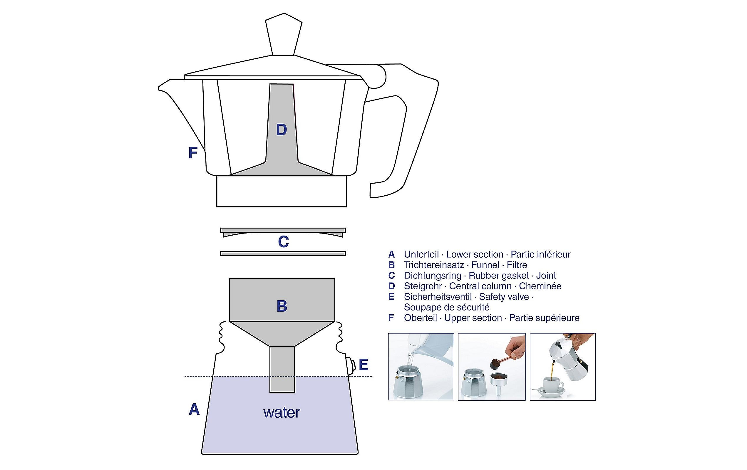 Kela Espressokocher Italia 9 Tassen, Silber