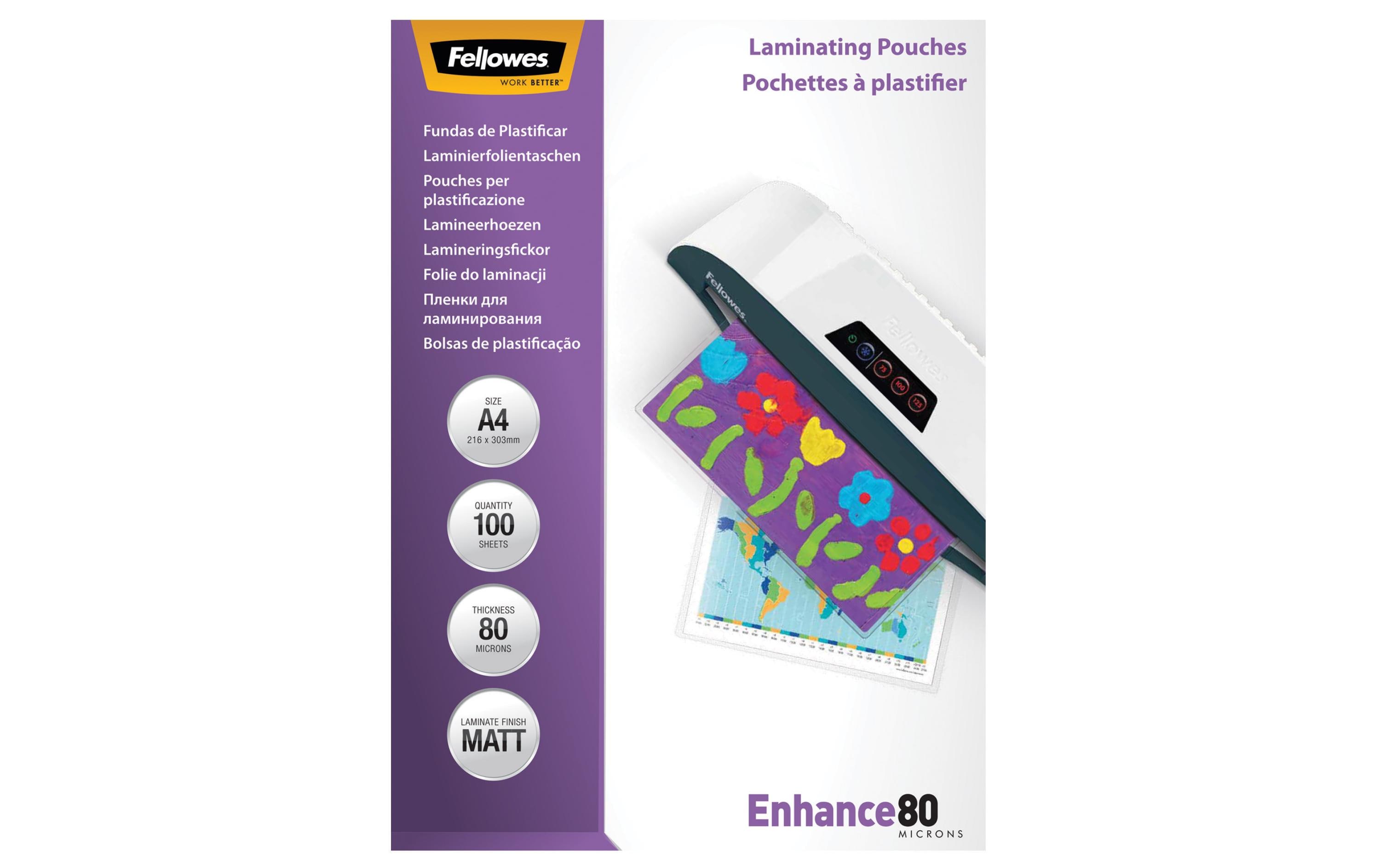 Fellowes Laminierfolie A4, 80 µm, 100 Stück, Matt Fellowes Laminierfolie A4, 80 µm, 100 Stück, Matt