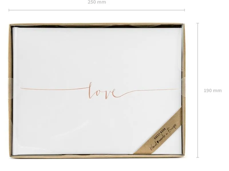 Partydeco Gästebuch Love 24 x 18.5 cm, 22 Seiten, Rosegold; Weiss