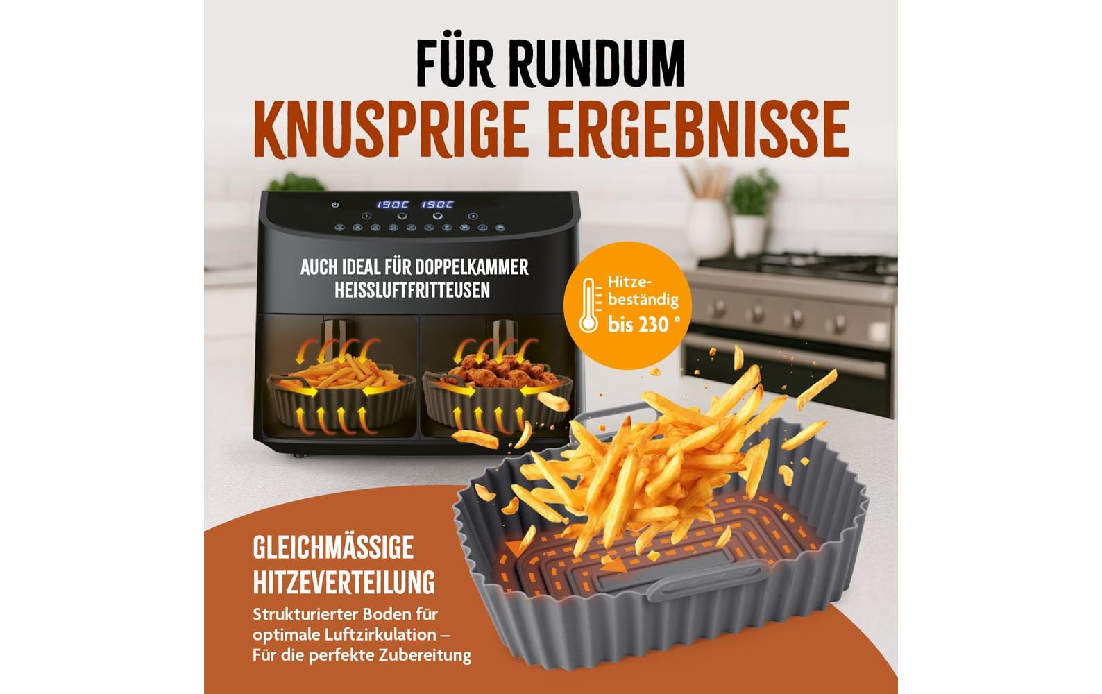 KitchBo Silikonform 20 x 15 x 6.3 cm, Schwarz / Grau