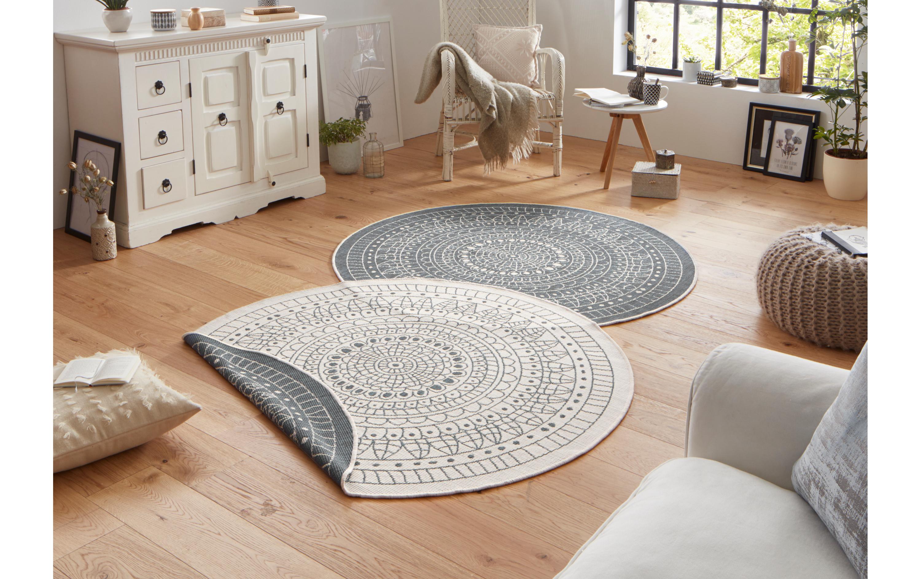 Hanse Home Teppich Porto Ø 140 cm, Grau/Crème