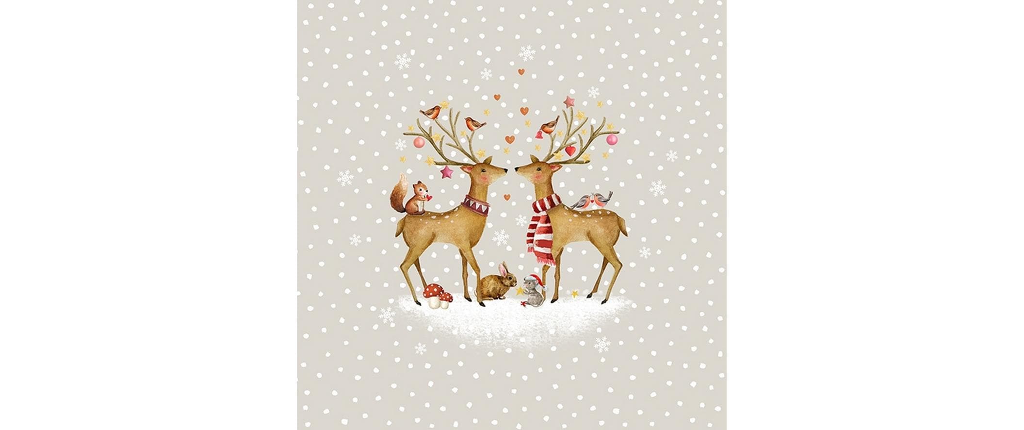 Braun + Company Weihnachtsservietten Romantic Deers 33 cm x 33 cm, 20 Stück
