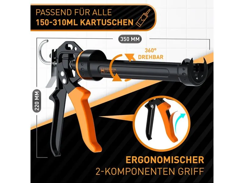 Hardtwerk Kartuschenpresse mit Kartuschen-Cutter 150-310 ml Hardtwerk Kartuschenpresse mit Kartuschen-Cutter 150-310 ml