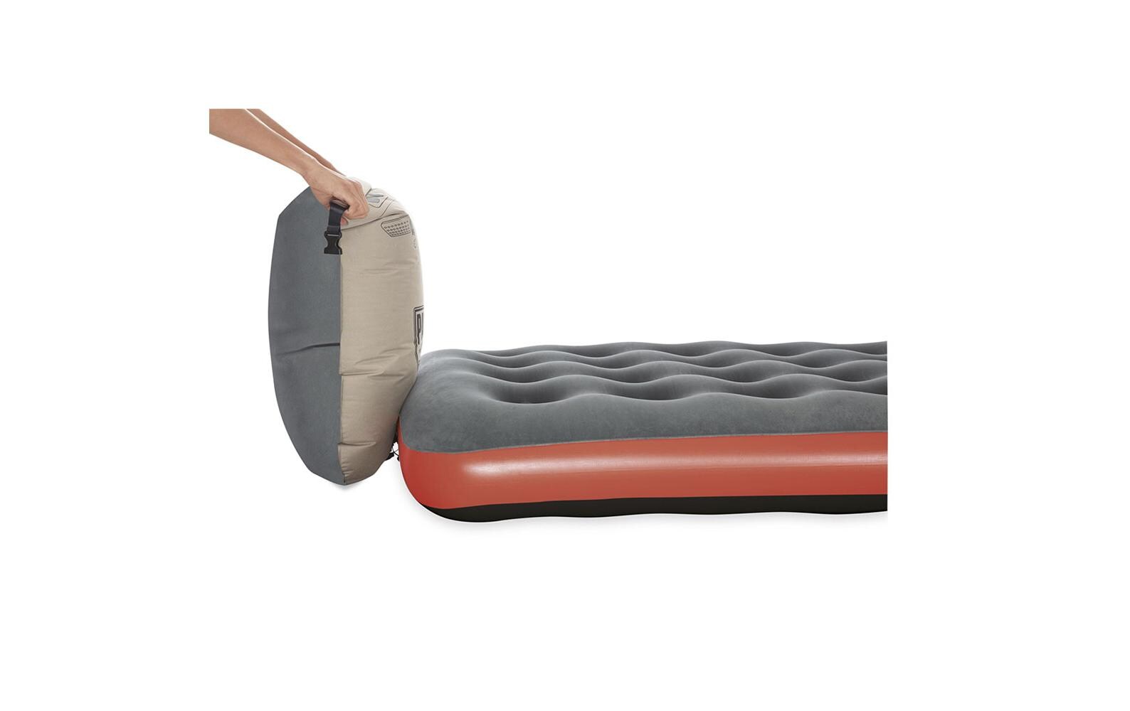 Bestway Luftbett Roll und Relax Queen Grau/Rot, 203 x 152