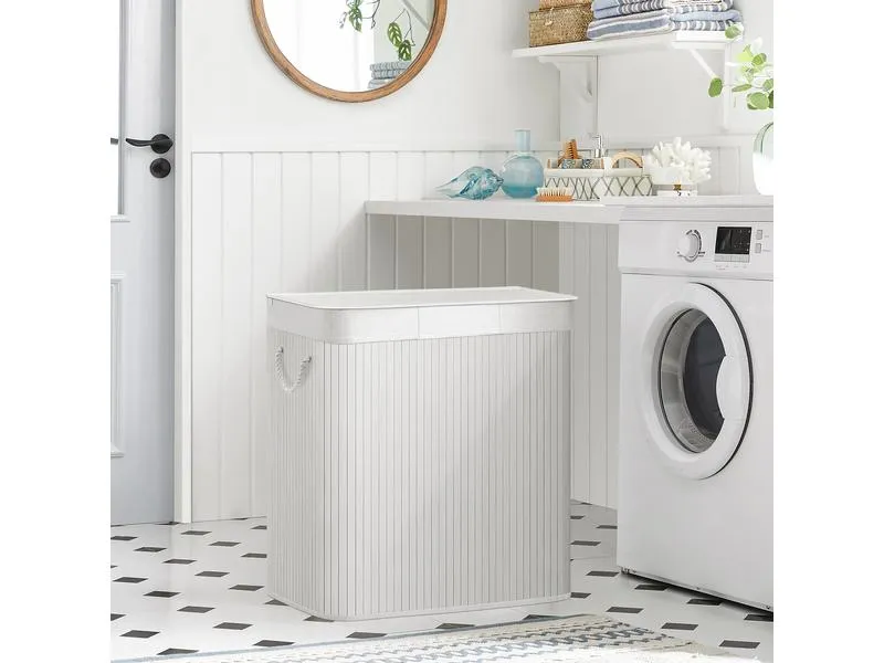 Songmics Wäschekorb mit Deckel 150 l, Weiss Songmics Wäschekorb mit Deckel 150 l, Weiss