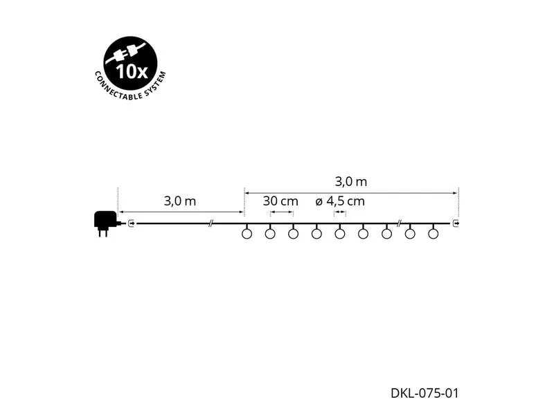 STT Lichterkette LED Party, 10 LEDs, 3m, Weiss STT Lichterkette LED Party, 10 LEDs, 3m, Weiss