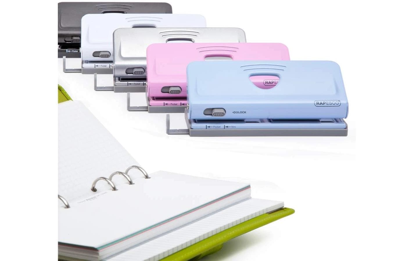 Rapesco Verstellbarer 6-fach Terminplanerlocher 10 Blatt, Weiss