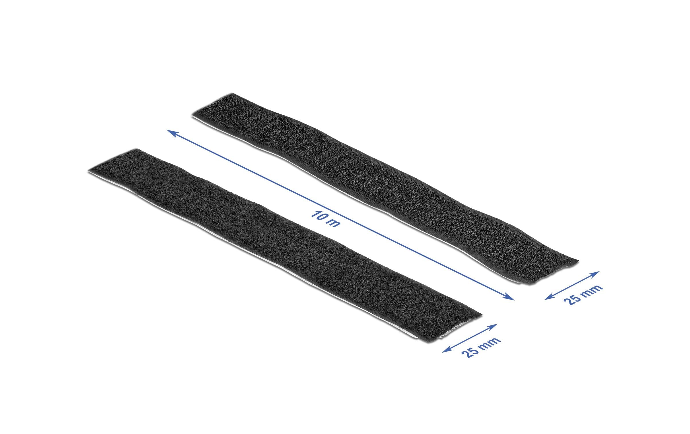 Delock Klettband-Rolle 10 m x 25 mm Haft und Flauschband Schwarz