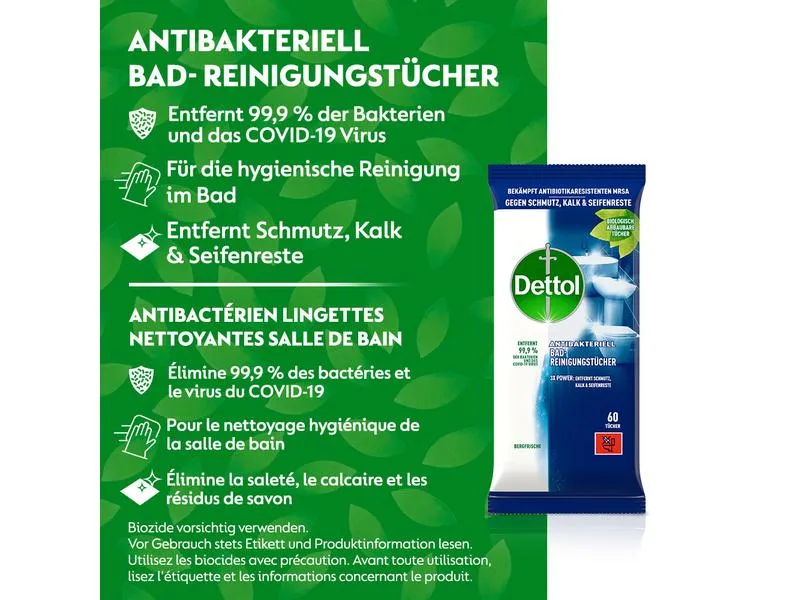 Dettol Bad-Reinigungstücher Bergfrische 60 Stück Dettol Bad-Reinigungstücher Bergfrische 60 Stück