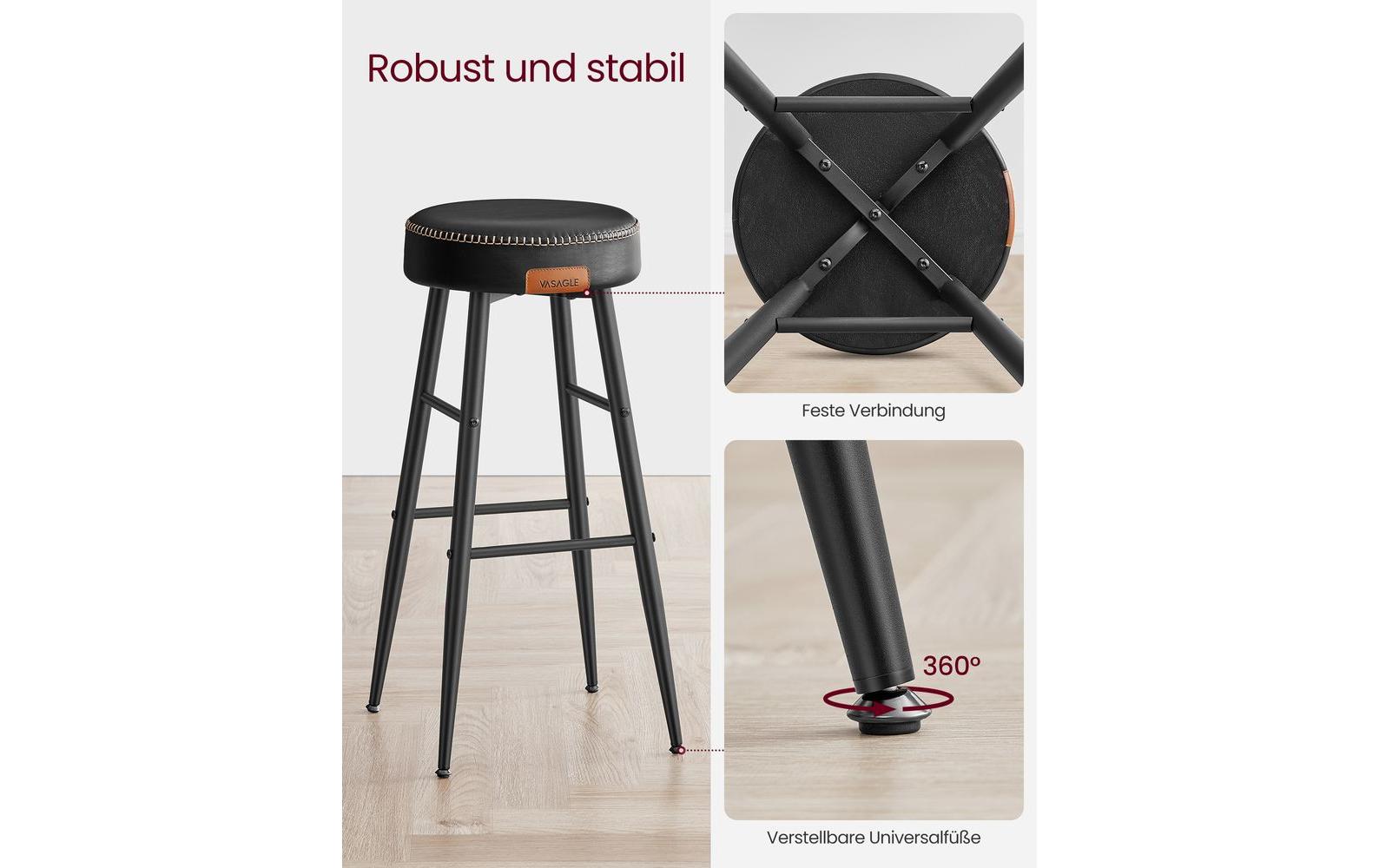 VASAGLE Barhocker 2 Stück 51.6 x 76.2 cm, Schwarz